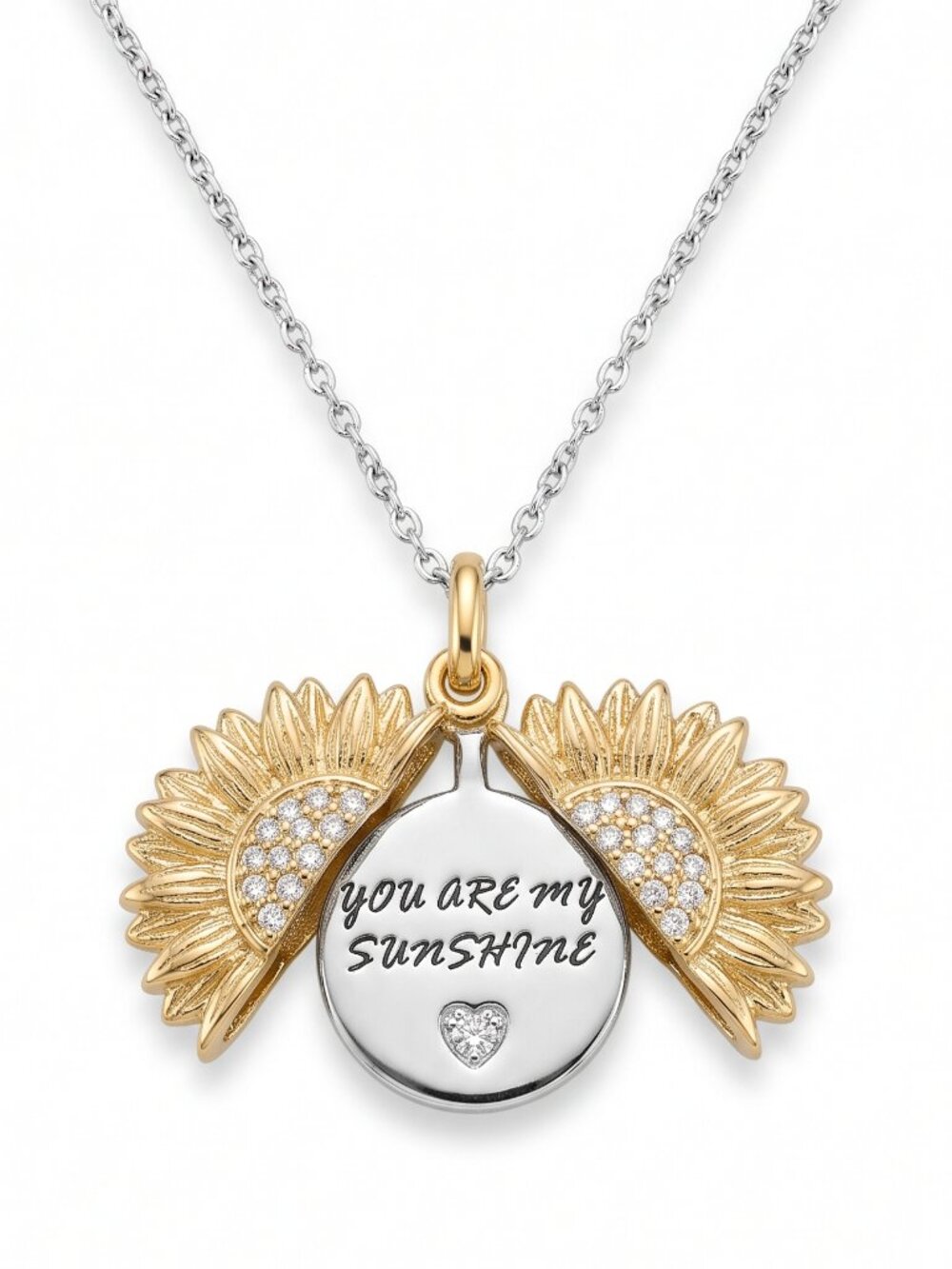 "You Are My Sunshine" sunflower locket necklace